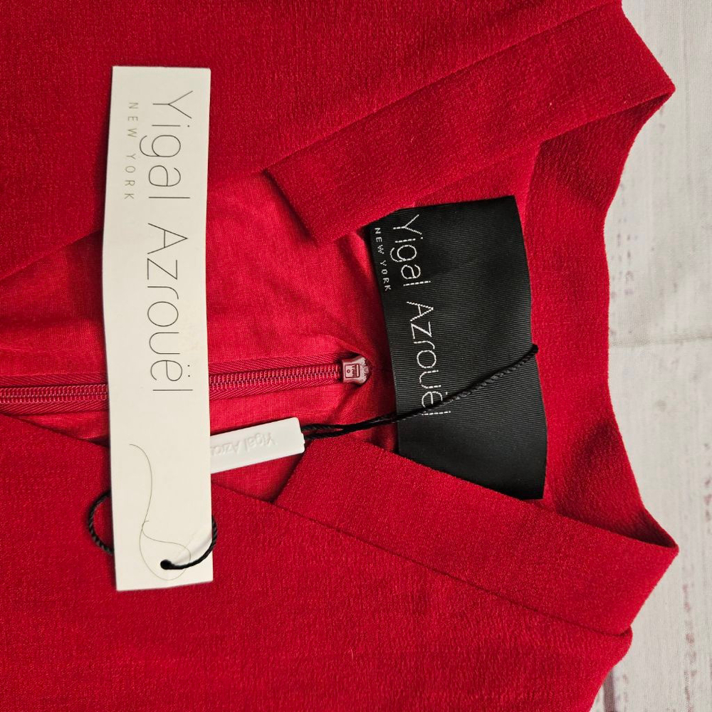 Yigal Azrouël Long Sleeve Red Wool Dress Holiday Party Event Womens 10 NWT - Picture 2 of 7